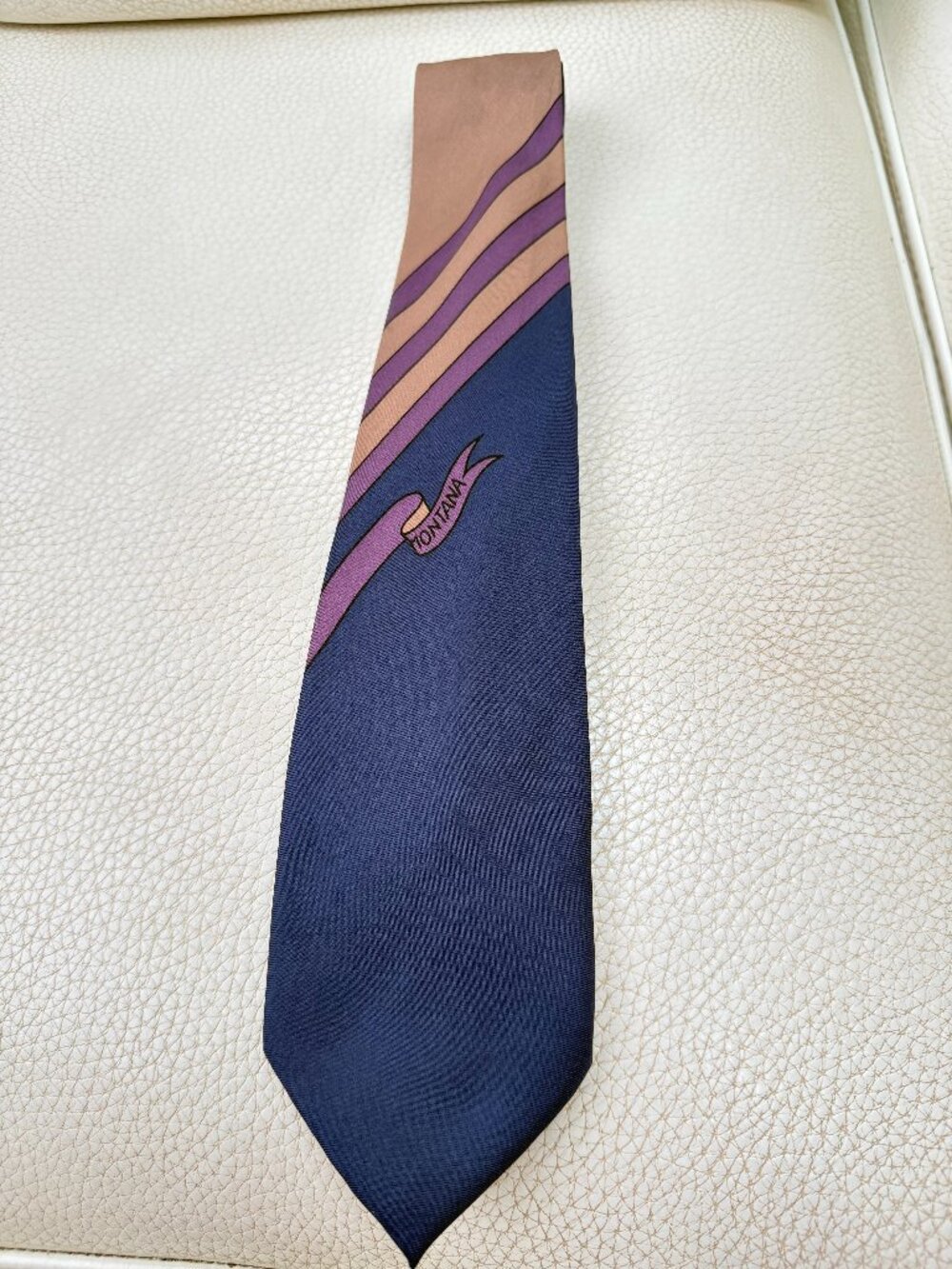 VTG CLAUDE MONTANA PARIS 100% PURE SILK MENS TIE ART DECO ABSTRACT MADE IN ITALY